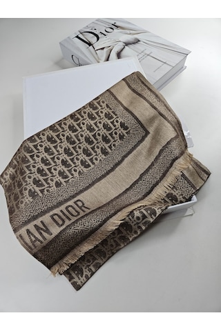 Cd Desen Kaşmir İpek Şal Silk Scarfs Hijab İthal Ürün Kahverengi