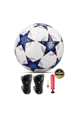 3lü Set Futbol Topu Tekmelik Şampiyonlar Ligi Pompalı Sert Zemin Halı Saha Futbol Topu Mavi No:5 Mavi