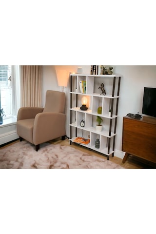 Yüksek Kalite 5 Raflı Kitaplık Ahşap Ayaklı Klasörlük Mutfak Rafı Çok Amaçlı Düzenleyici Raf Beyaz