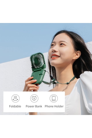 Honmex Boyun Bağlı Taşınabilir Fan, 3 Hızlı, 180 Açı Ayarlı, Telefon Tutucu Ve Power Bank Özellikli, Pembe