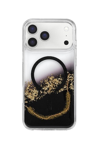 Onegif Apple Apple iPhone Uyumlu 17 Pro/18 Pro Lotus Simli Magsafe Kapak - Siyah Düz Renkli