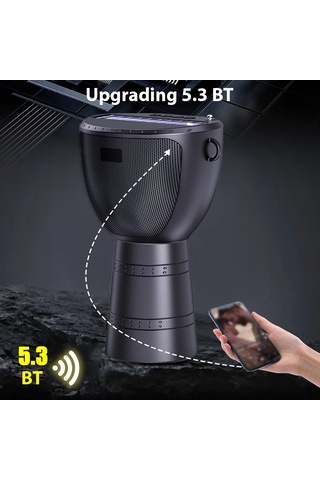 Yifomall Dv-660 Siyah Güneş Enerjili Bluetooth Hoparlör, Dış Mekan İçin Taşınabilir, El Feneri Aydınlatma Ve 10w Ses Gücü İle