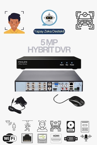 6 Lı Sesli Güvenlik Kamerası 5 Mp Gece Renkli Yüz Ve Araç Tanımalı Full Hd Kamera Sistemi