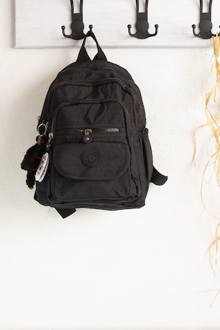 Krinkıl / Klinkır Su Geçirmez Ithal Kumaş Çok Gözlü Günlük Küçük Kadın Sırt Çantası Siyah 8317 Siyah