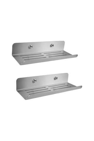 Gkd Paslanmaz Çelik 2 Adet 24 Cm Banyo Duş Rafı Düzenleyici -vidalı Montaj- Gri