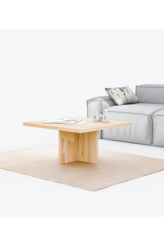 Ela Wood Working Masif Ağaç Kare Orta Sehpa 80 X 80 X 40 Naturel