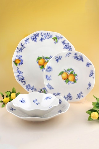 Lemon & Blue Blanc New Bone 2 Kişilik 8 Parça Yemek Takımı Mavi