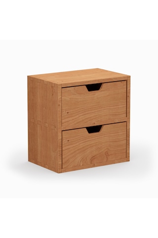Desna İki Katlı İki Çekmeceli Mini Dolap - Kiraz 18 Cm Uzunluk X 12.1 Cm Derinlik X 18.4 Cm Woodsaka Doğal Ahşap