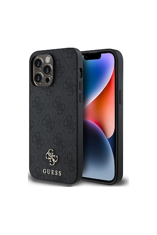 Apple Uyumlu iPhone 14 Pro Max Kılıf Guess Lisanslı Magsafe Şarj Özellikli Small 4g Classic Siyah