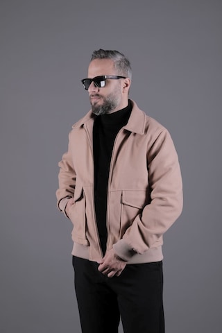 Ohepmoda Torba Cepli Ribanalı Erkek Kaşe Kaban Mont Camel