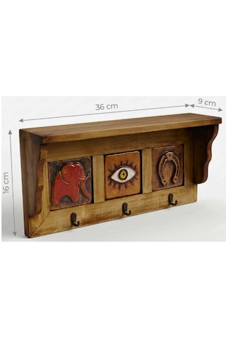 Portmanto Duvar Askılığı, Şans Spiritüel Temalı Elbise, Havlu, Bornoz Askısı16x36x9 Cm Ahşap