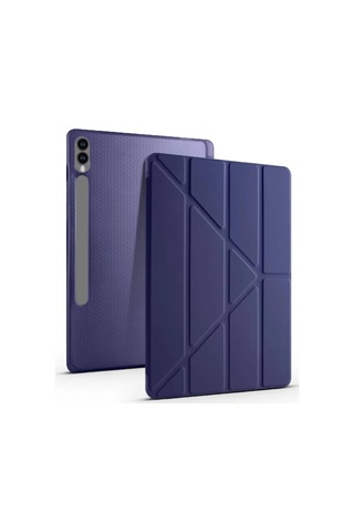 Galaxy Tab S9 Fe Plus 12.4" İle Uyumlu Kalem Bölmeli Uyku Modlu Silikon Kapak Kılıf, Lacivert