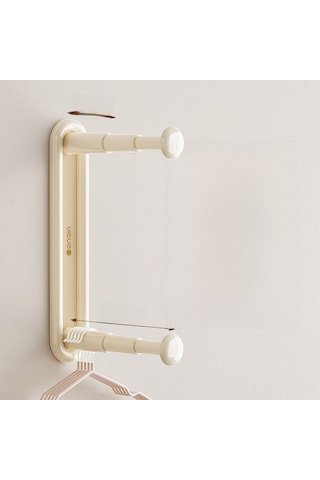 Springsun Ev İçi Çekirdekli Duvar Tipi Kurulabilir Giyim Asma Rafları - Katlanabilir, Delme Yok, Balkon Ve Ev Odaları İçin Organize Aleti Krem Renk Krem