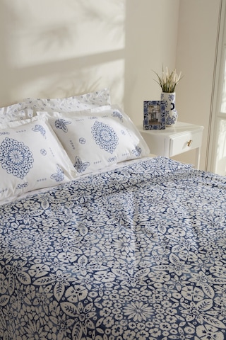 Karaca Home Ida %100 Pamuk Çift Kişilik Pike Takımı Mavi Mavi