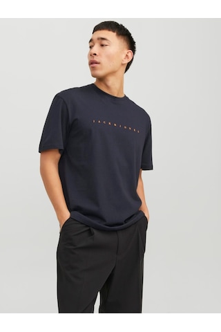 Jack & Jones Jack&jones Star Erkek Lacivert Yuvarlak Yaka Tişört 12234746-DNA Lacivert
