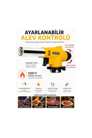 Kupa 1300 Dereceye Kadar Yüksek Isı Veren Ayarlanabilir Alev Kontrollü Pürmüz Başlığı Sarı