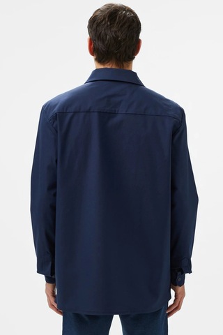 Lacoste Men's Regular Fit Full Zip Shirt Tam Fermuar Organik Pamuk Erkek Gömlek Lacivert