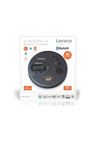 Lenco Cd-300bk - Darbeye Dayanıklı Taşınabilir Bluetooth Cd-mp3 Çalar - Siyah