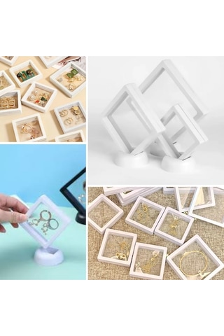 9x9 Cm Standlı 3d Takı Ziynet Hatıra Koleksiyon Saklama Kutusu Şeffaf Film Çerçevesi 5256 Çok Renkli