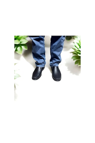 Deri Bağcıksız Makosen Günlük İş Ayakkabısı-1k Siyah