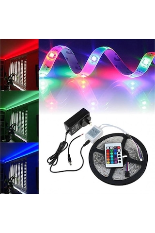 5 Metre Rgb Şerit Led Seti-iç Ve Dış Mekan Silikonlu-tak Çalıştır 10 Parça Siyah
