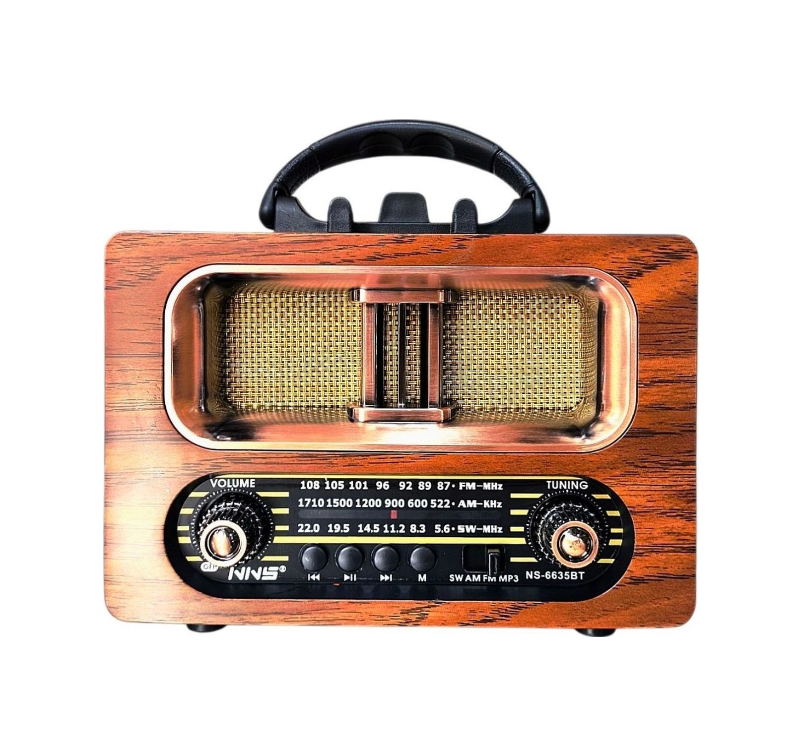 Mcg Büyük Boy Retro, Nostaljik, Ahşap Tasarım Bluetooth Hoparlörlü, Şarjlı, Taşınabilir Fm/am Destekli Radyo Ns-6635