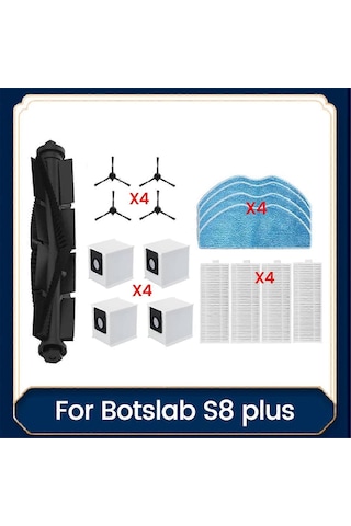 Botslab S8 Plus Robot Süpürge İçin 17 Parça Aksesuar Seti - Parçalar, Silindir, Yan Fırça, Filtre, Paspas - Yongtao