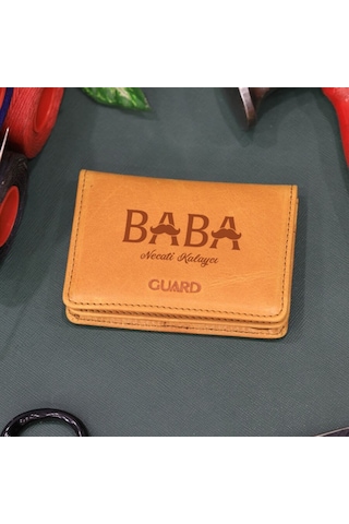 Guard Leather Babaya Hediye Mıknatıslı Küçük Boy Antik Deri Sarı Kartlık