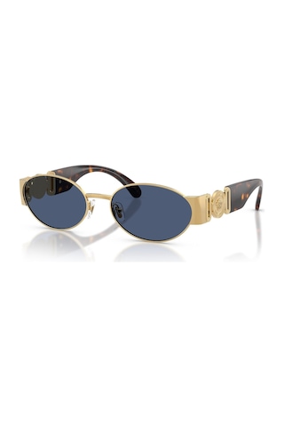 Versace Ve 2299 100280 56 Unisex Oval Gold Metal Güneş Gözlüğü Altın