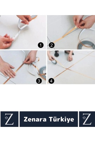 Premium Kendinden Yapışkanlı Su Geçirmez Fayans Arası Gold Şerit Derz Bant 1 Cm X 50 Metre 4 Adet