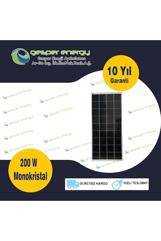 Gesper Energy 200W Watt Monokristal Güneş Paneli 36 Hücre 12V