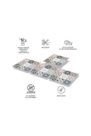 Tink KENDİNDEN YAPIŞKANLI KİMONO DESENLİ PVC KARO 30X30 CM