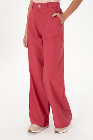 U.S. Polo Assn. Kadın Vişne Kanvas Loose Fit Pantolon 50309122-VR223