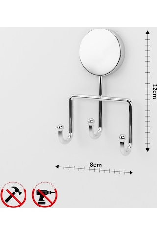 Alper Banyo İris Krom Yapışkanlı Üçlü Banyo Mutfak Askısı - İster Yapışkanlı İster Montajlı