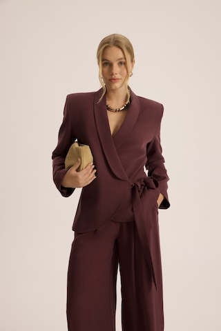 Mai Studios Co. Mirelka Bağlamalı Bordo Blazer Pantolon Takım Bordo
