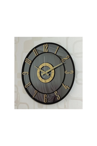 Pey Aksesuar Aynalı Duvar Saati Gerçek Ayna 60 Cm Modern Tasarım C61-füme-siyah-gold
