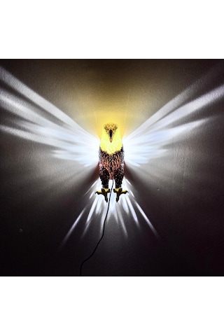 Kablolu Realistik Kartal Modelli Duvar Apliği Dekoratif Aydınl Kahverengi