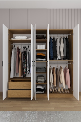 Yatak Odası Takımı 5 Parça %100 Mdf Gardırop Şifonyer Makyaj Masası Komodin Ytk02 Beyaz - Karına