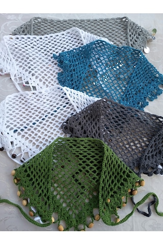 Elmundo Butik Üçgen File Bandana Süt Beyazı