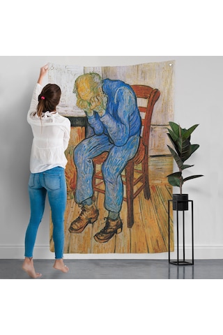Acı Çeken Yaşlı Adam Sonsuzluğun Eşiğinde Duvar Örtüsü - Vincent Van Gogh-7442