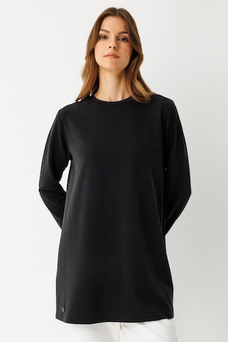 Esswaap Oysh Kumaş Uzun Kollu Tshirt Siyah Siyah