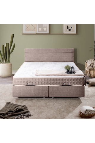 Sofia Çift Kişilik Baza Başlık Letto Yatak Seti - Açık Kahve 150 x 200