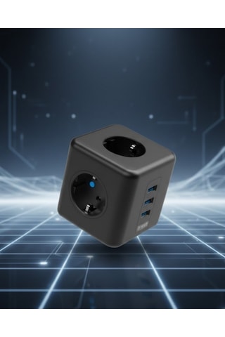 Nrzsnt Elektronik Cihazlar İçin Akım Korumalı 3 Prizli Usb Li Küp Priz