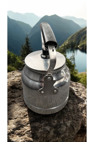 Kulplu Alüminyum Kamp Çaydanlık, No:14, 2 Litre Gümüş