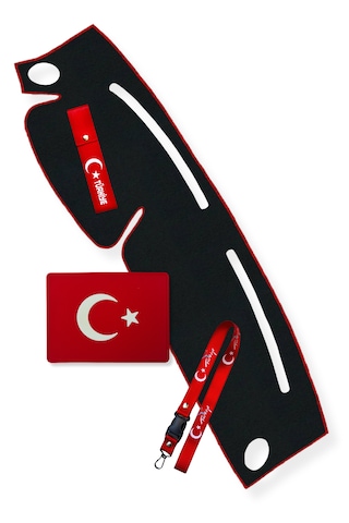 Hyundai Accent Yumurta Kasa Torpido Koruma Halısı 1996-2000 / Oto Ayna Askısı & Tampon Çeki İpi & Kaydırmaz Ped Siyah