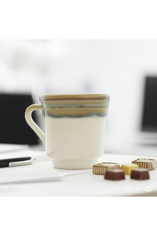 Seramik Kahve Kupası Kahverengi-beyaz