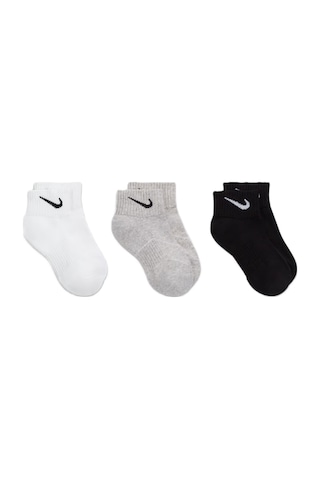 Nike Performance Cushioned Quarter 3 Pack Sock Unisex Pamuklu Yarım Bilekli 3 Lü Çorap Beyaz Gri Siyah Beyaz - Gri - Siyah