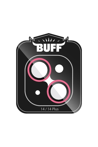 Buff Apple Uyumlu iPhone 14 / 14 Plus Neon Metal Lens Koruyucu Pembe