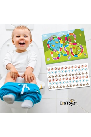 Tuvalet Eğitimi Sticker Panosu 60'lı Set 2-3 Yaş Eğitici Ödül Tablosu