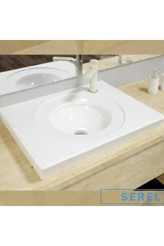 Serel - Poseidon Tezgah Üstü Lavabo 65 Cm Beyaz - Ps30sds110ab- Beyaz